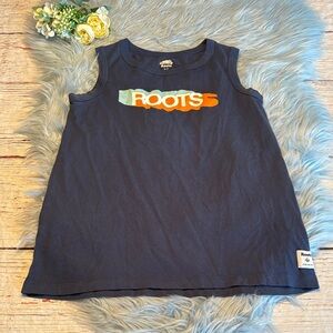 Roots Canada Dark Blue Tank Top with Orange Logo Sz S
